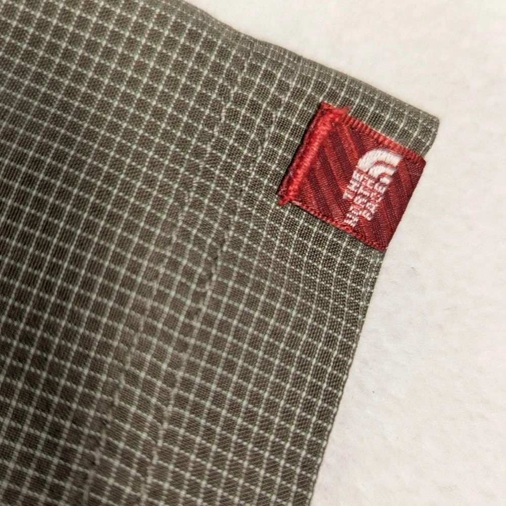 The North Face Mens Olive Green Micro Check Short Sleeve Button Down Shirt M